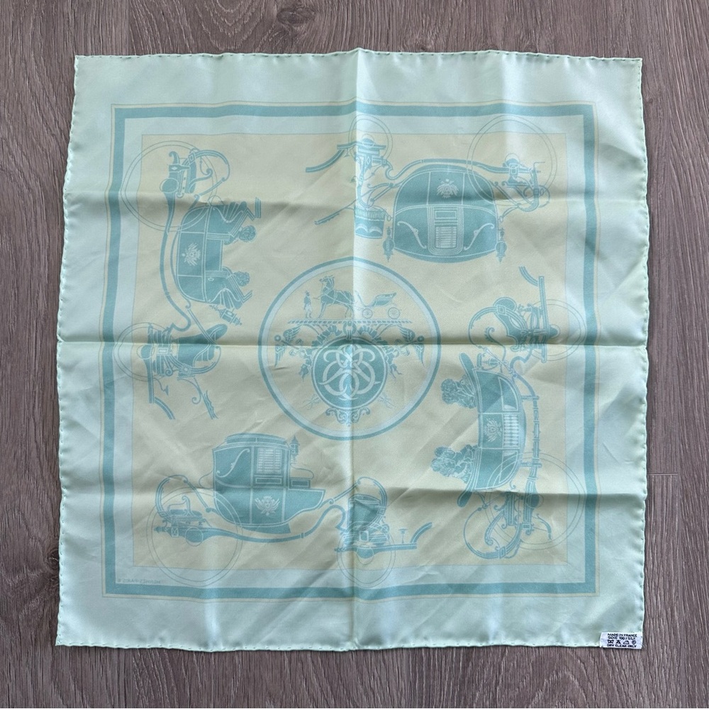 Vintage Authentic Hermes Green Equestrian Square Silk Scarf - Picture 7 of 9